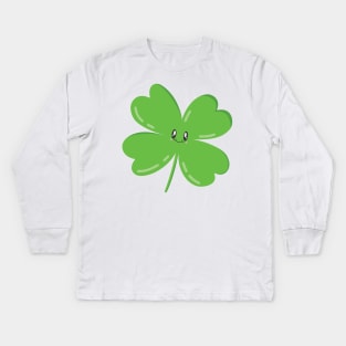 Kawaii Four Leaf Clover Kids Long Sleeve T-Shirt